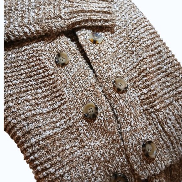 MADEWELL Chunky Marled Caramel/Cream Boatneck Side Button Sweater - Picture 4 of 16